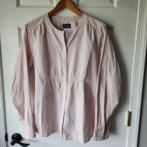 Women’s PATAGONIA Button-Up Long Sleeve Striped Shirt, Size 12 - Picture 1 of 3